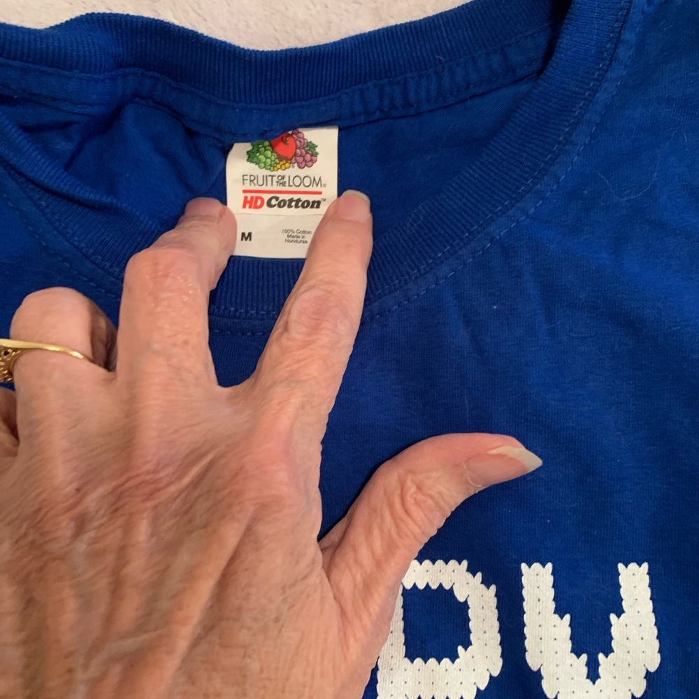 Fruit of the loom Hanukkah T-shirt. It has a llama on it blue medium unisex.